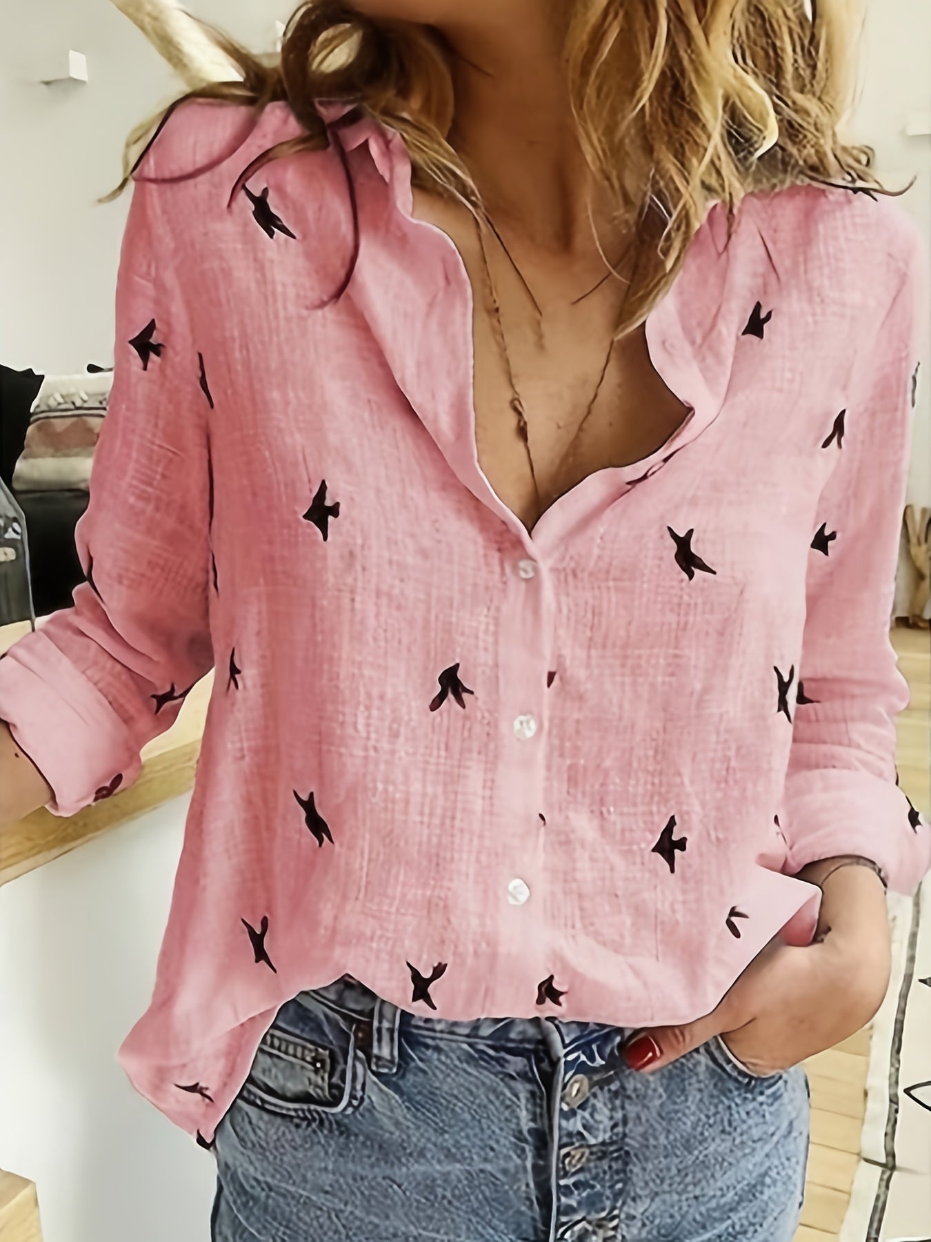 Camisa con botones delanteros - Diseño estampado y cierre con botones