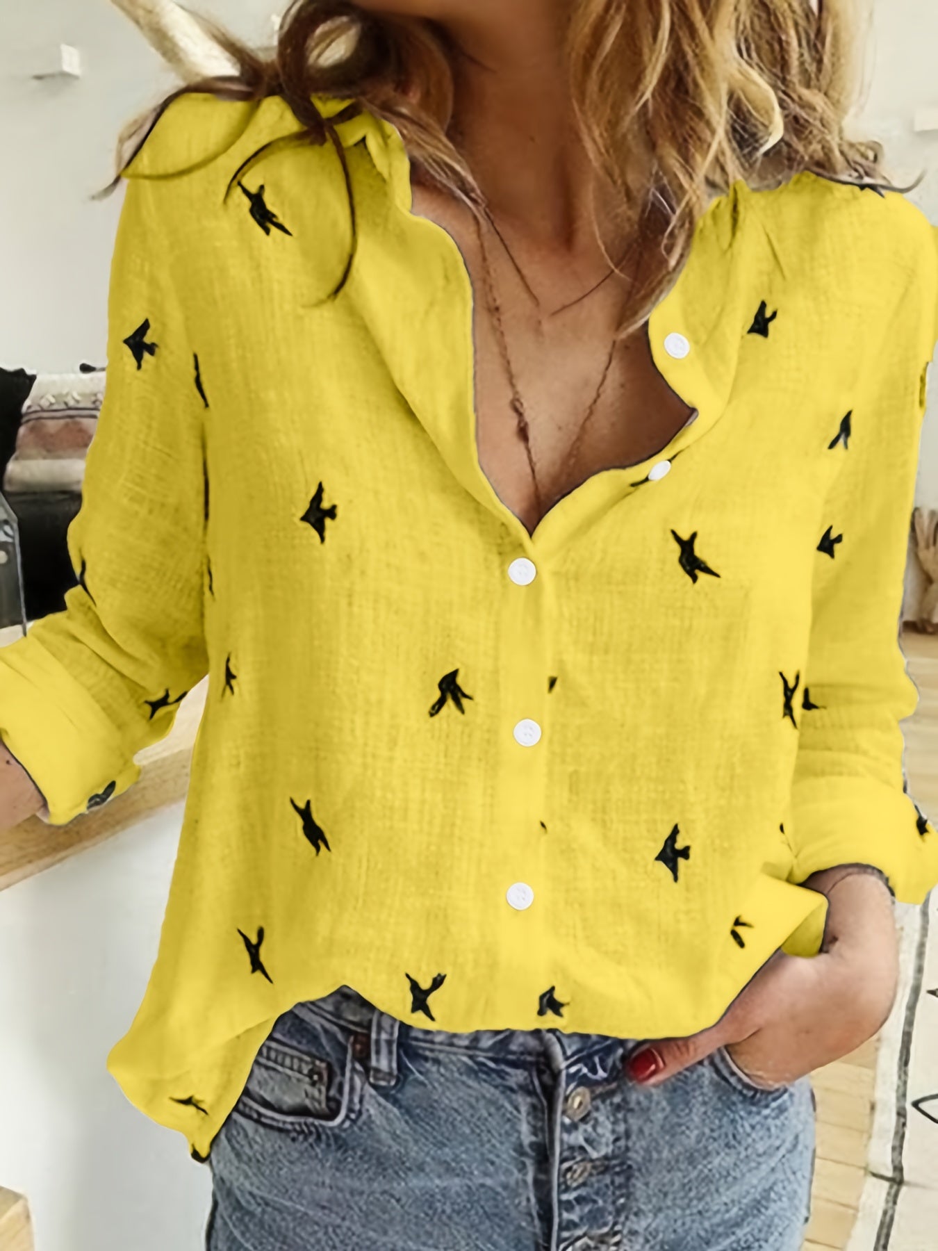 Camisa con botones delanteros - Diseño estampado y cierre con botones
