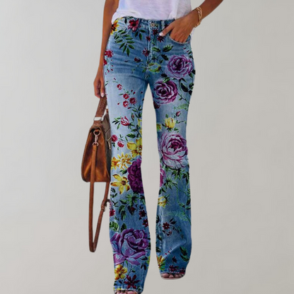 Delphine - Pantalones acampanados con estampado floral