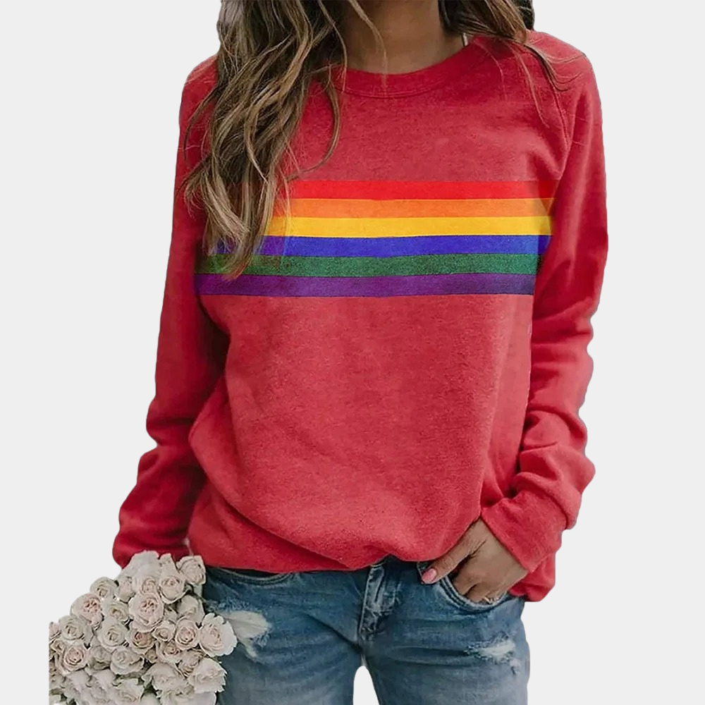 Hannelore | Sudadera con rayas arco iris