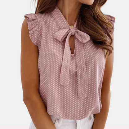 Bella - Elegante blusa de verano con cuello de lazo