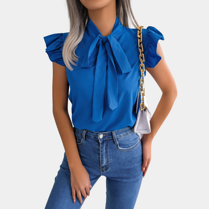 Gail - Blusa de verano para mujer con cuello de lazo