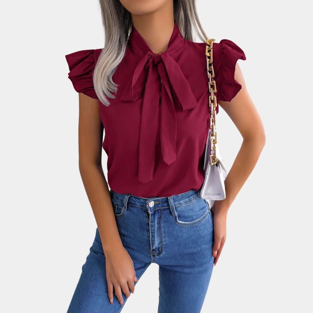 Gail - Blusa de verano para mujer con cuello de lazo