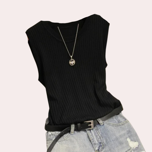 Briana - Top sin mangas de cuello redondo para mujer - Sencillo y con estilo