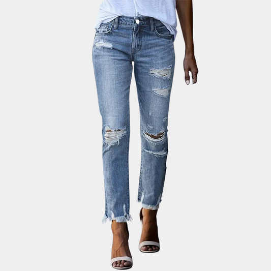 Aldina - Vaqueros casual rotos para mujer