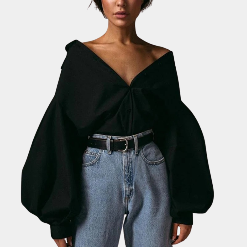 Raimona - Blusa de mujer con mangas abullonadas