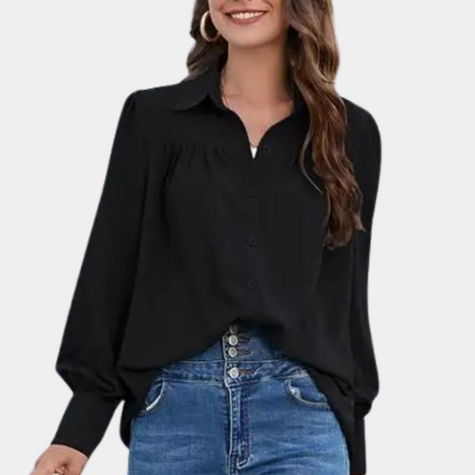 Vera - Blusa plisada de manga larga para mujer
