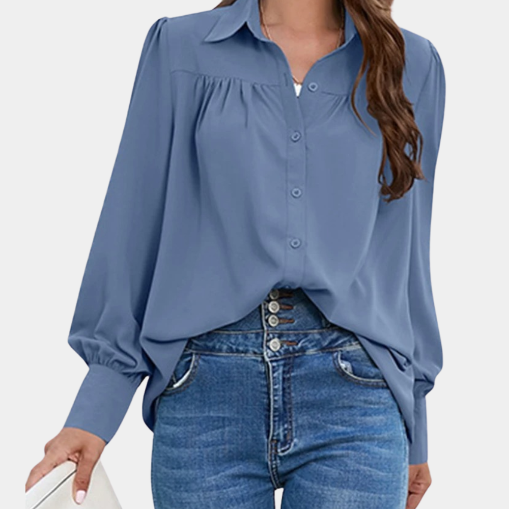 Vera - Blusa plisada de manga larga para mujer