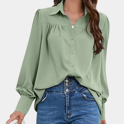 Vera - Blusa plisada de manga larga para mujer
