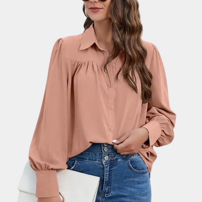 Vera - Blusa plisada de manga larga para mujer