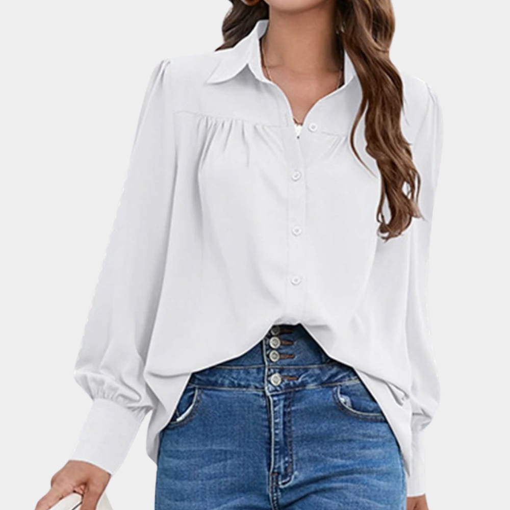 Vera - Blusa plisada de manga larga para mujer