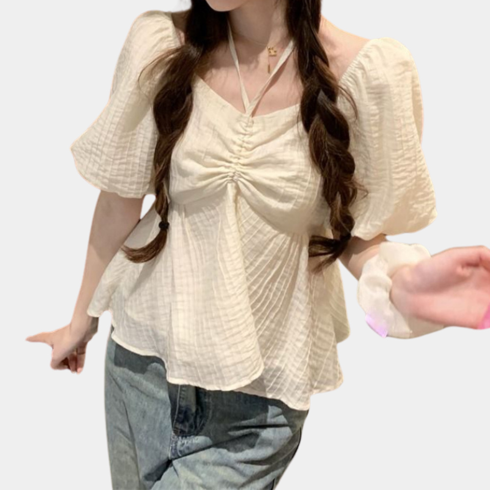 Nanna - Elegante blusa de mujer con mangas abullonadas