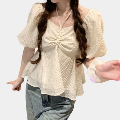 Nanna - Elegante blusa de mujer con mangas abullonadas