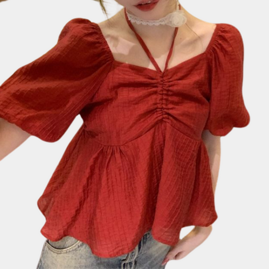 Nanna - Elegante blusa de mujer con mangas abullonadas
