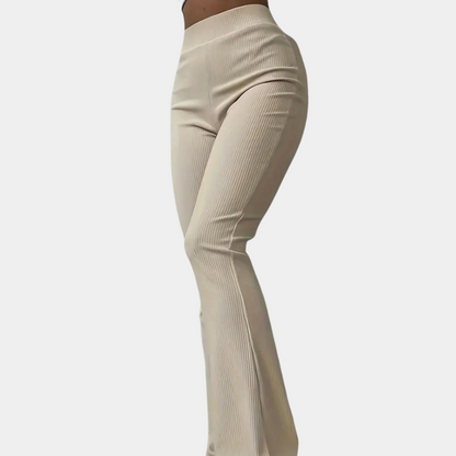 pantalones acampanados de canalé para mujer