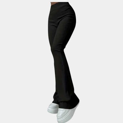 pantalones acampanados de canalé para mujer