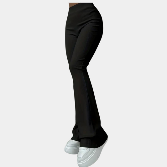 pantalones acampanados de canalé para mujer