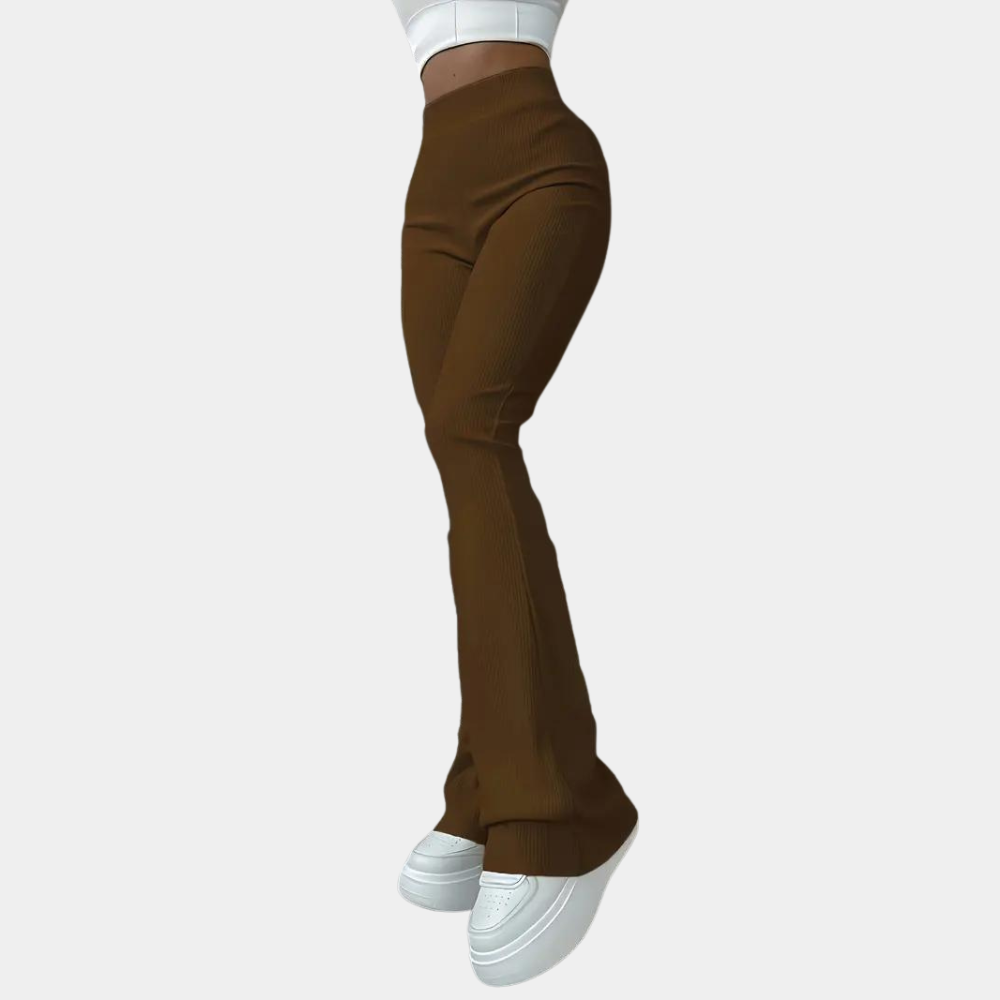 pantalones acampanados de canalé para mujer