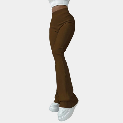 pantalones acampanados de canalé para mujer