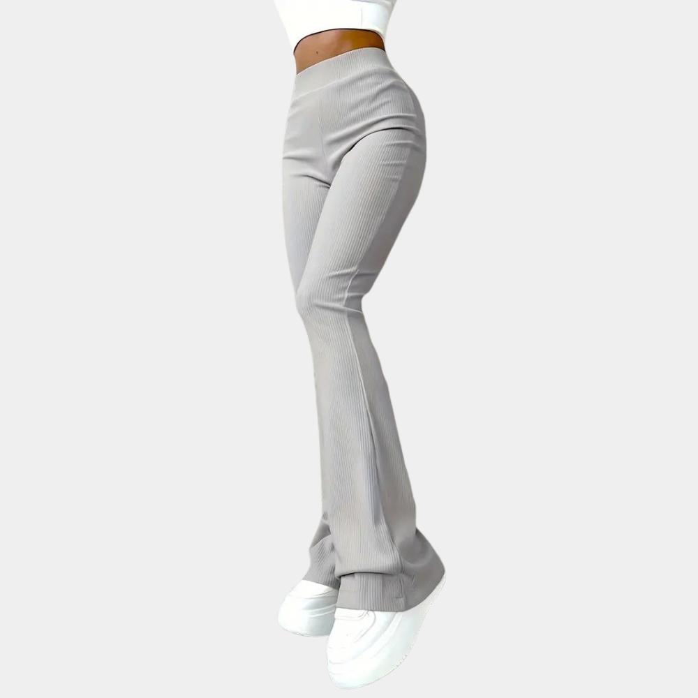 pantalones acampanados de canalé para mujer