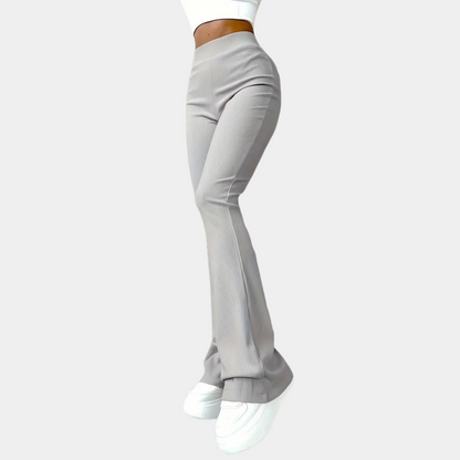 pantalones acampanados de canalé para mujer