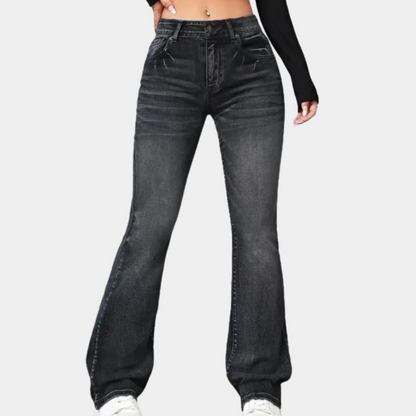 pantalones de cintura alta y pernera ancha para mujer