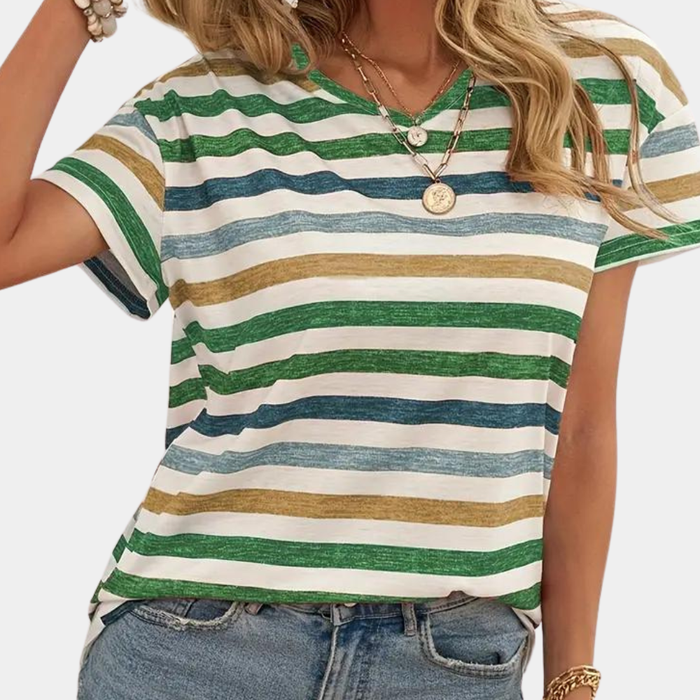 Talia | Camiseta informal de rayas multicolor