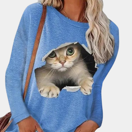 Lisa - Blusa de mujer con estampado de gato