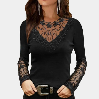 Elegante blusa de encaje para mujer