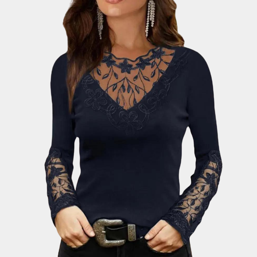 Elegante blusa de encaje para mujer