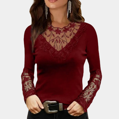 Elegante blusa de encaje para mujer