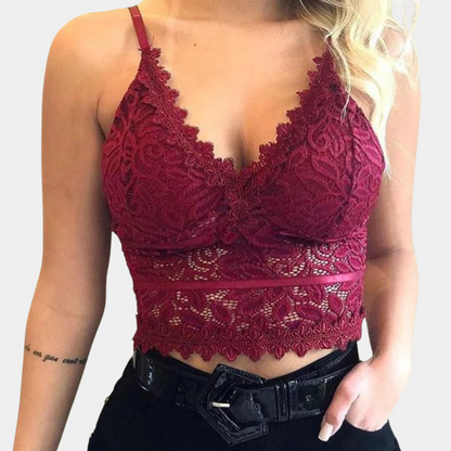 Christina - Crop Top de encaje para mujer - Elegante y ligero