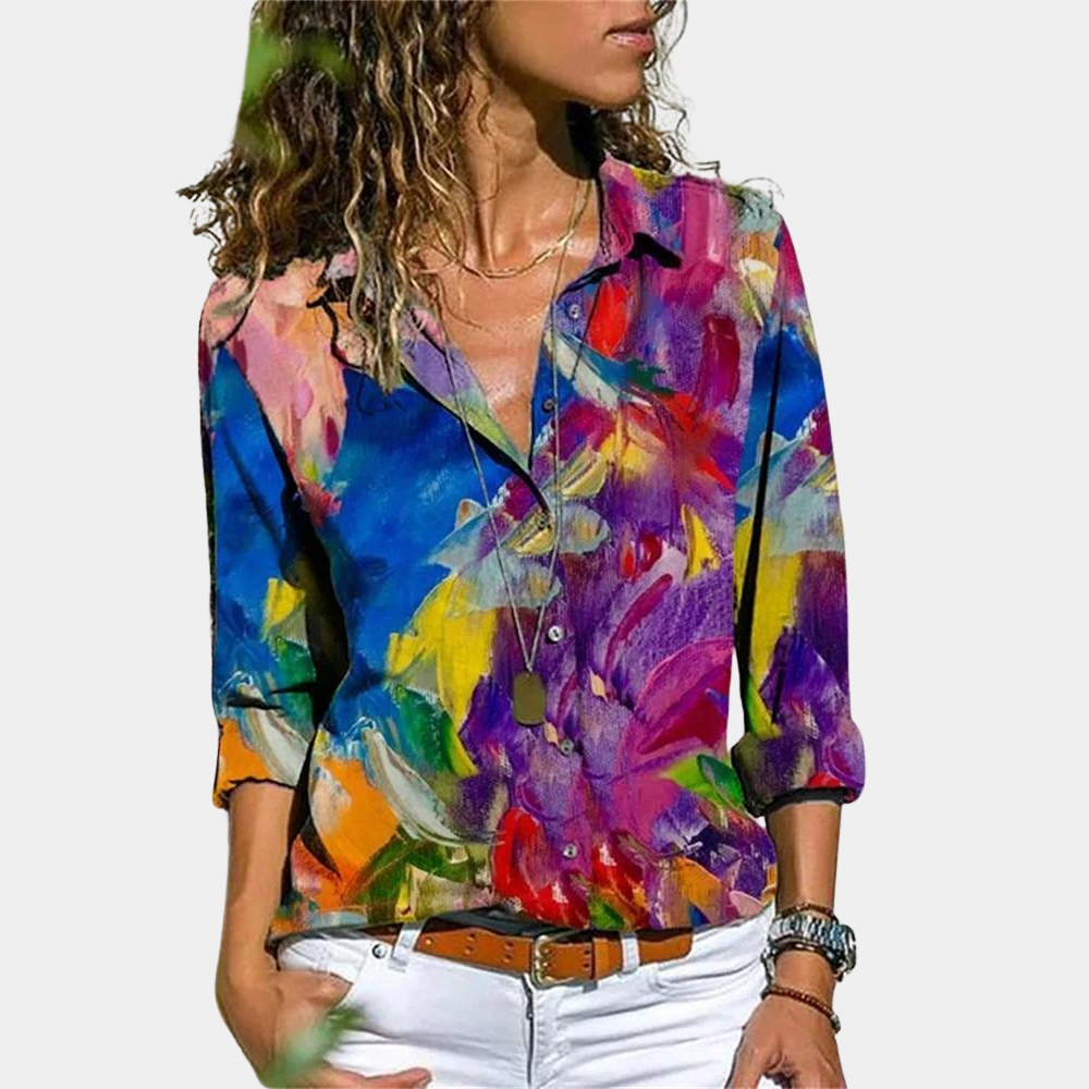 Blusa de mujer con estampado de colores