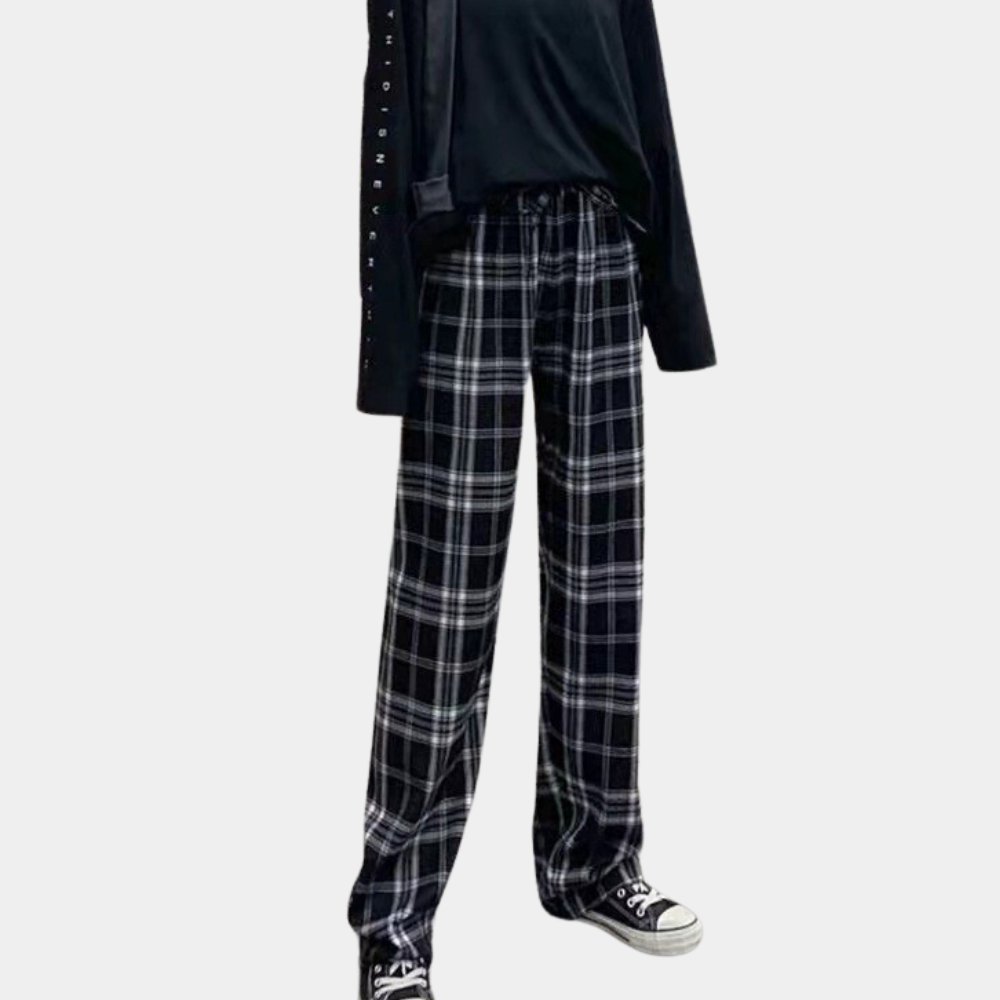Pantalones modernos a cuadros para mujer