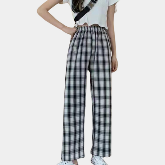 Pantalones modernos a cuadros para mujer
