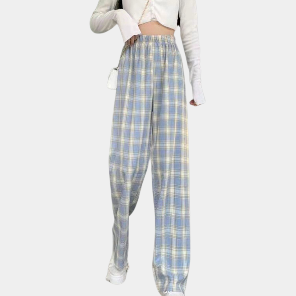 Pantalones modernos a cuadros para mujer