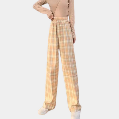 Pantalones modernos a cuadros para mujer