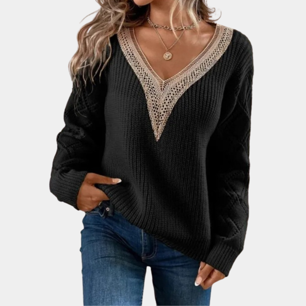 Mellie - Top de punto de manga larga para mujer