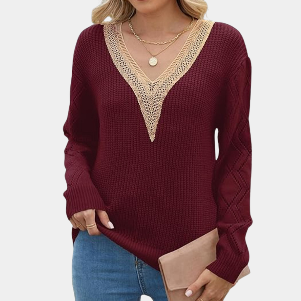 Mellie - Top de punto de manga larga para mujer