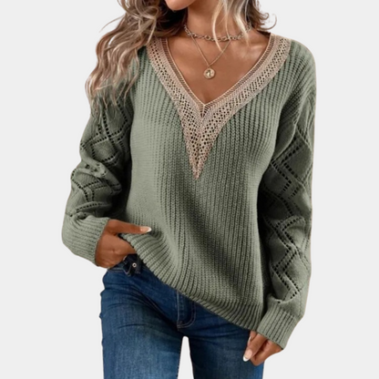 Mellie - Top de punto de manga larga para mujer