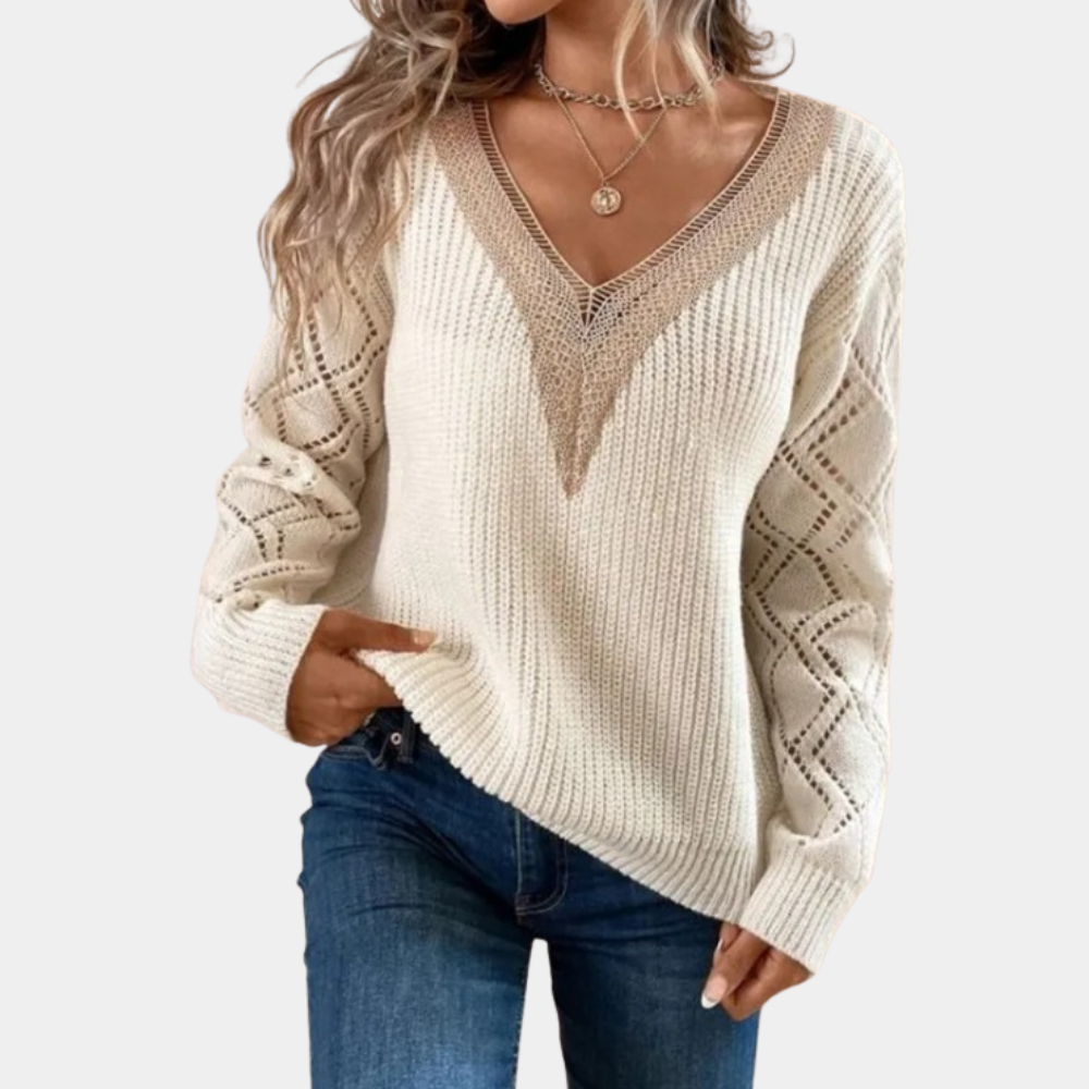 Mellie - Top de punto de manga larga para mujer