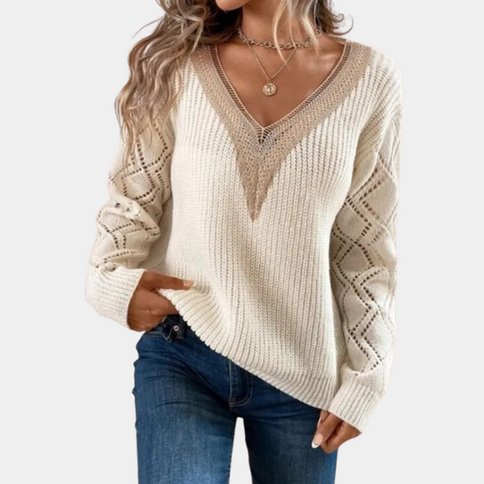 Mellie - Top de punto de manga larga para mujer