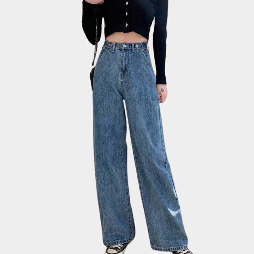 Pantalones de mujer de corte ancho y cintura alta