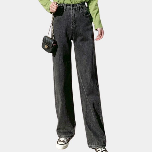 Pantalones de mujer de corte ancho y cintura alta