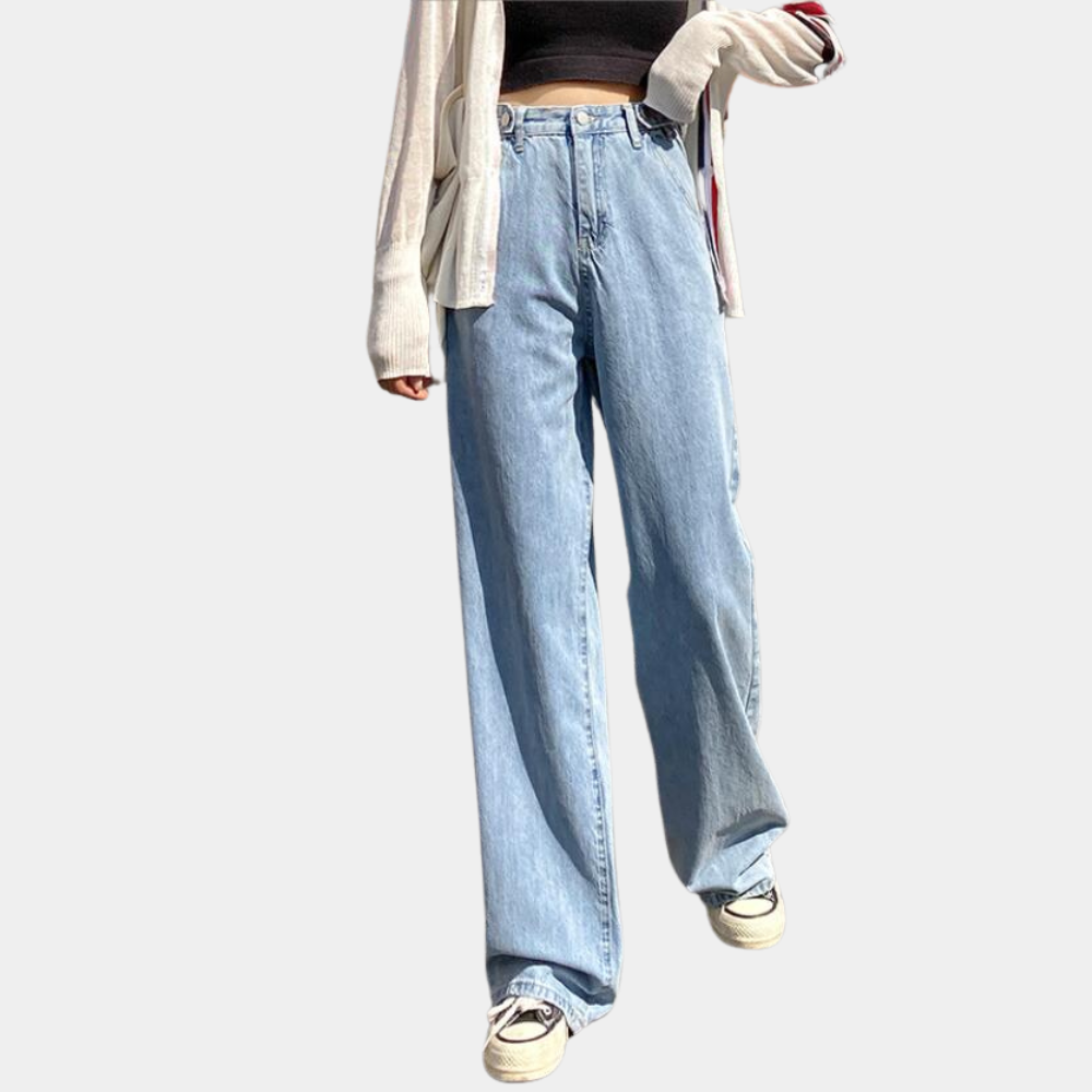 Pantalones de mujer de corte ancho y cintura alta