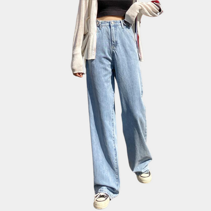 Pantalones de mujer de corte ancho y cintura alta
