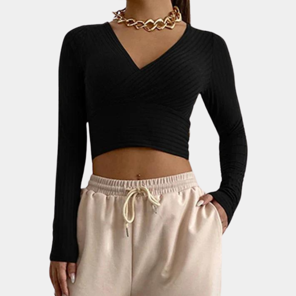 Elegante crop top de manga larga para mujer