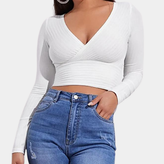 Elegante crop top de manga larga para mujer