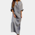 Damska Elegancka Sukienka Maxi w Paski