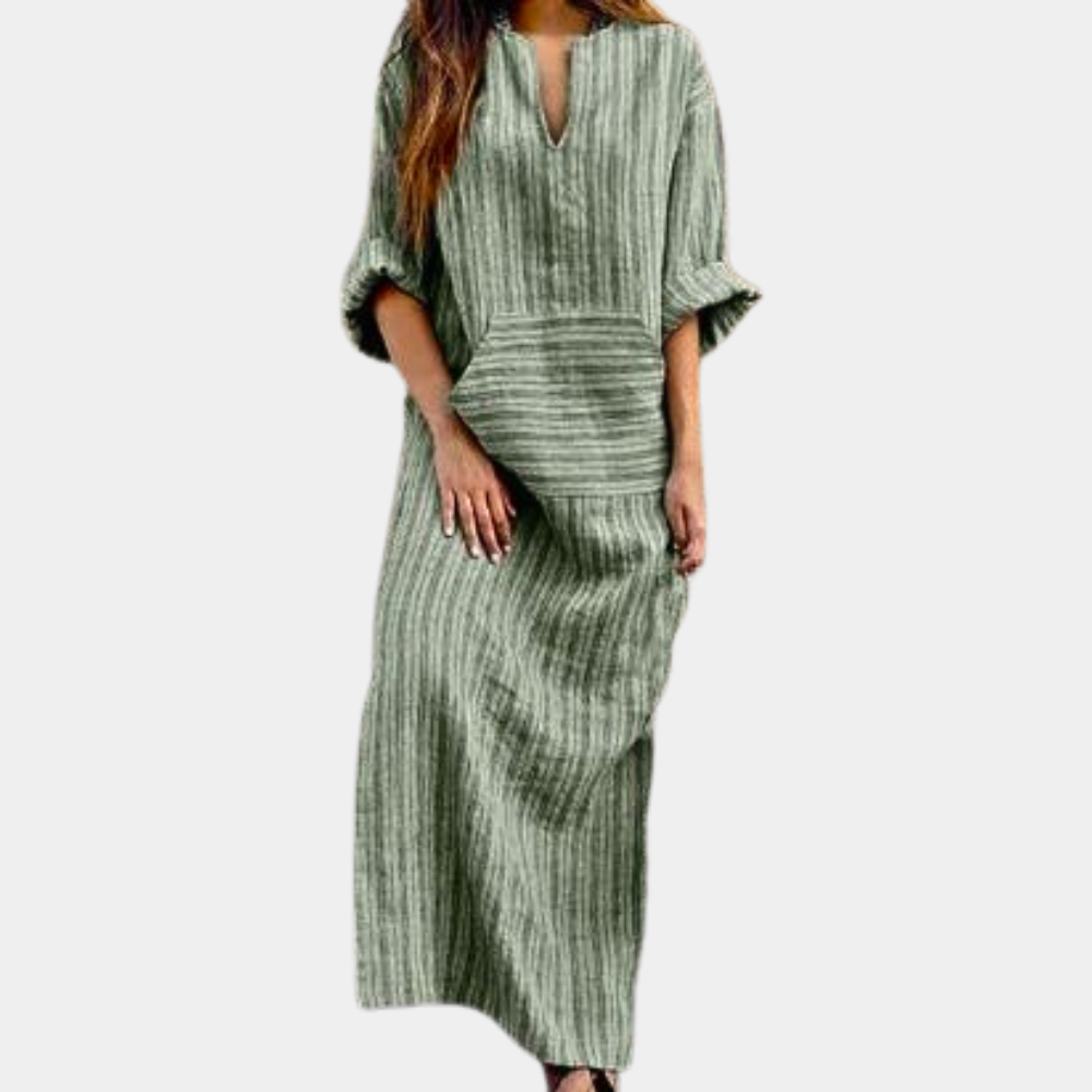 Damska Elegancka Sukienka Maxi w Paski